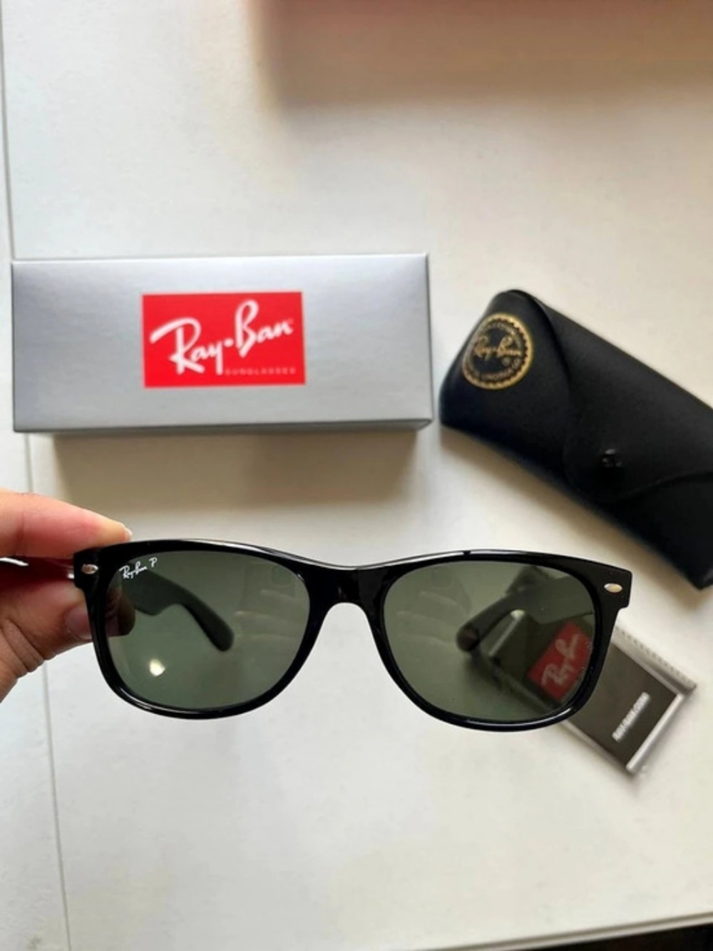 Ray-Ban New Wayfarer RB2132 Polarized Sunglasses Black & Green